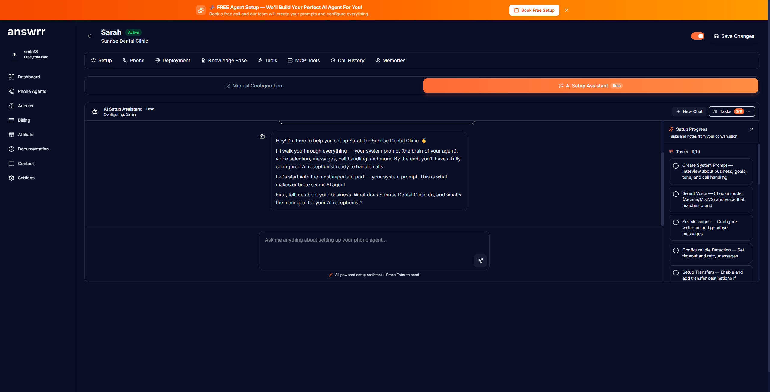 AI Setup Assistant stuck in a loop, repeatedly adding notes without generating actual configuration