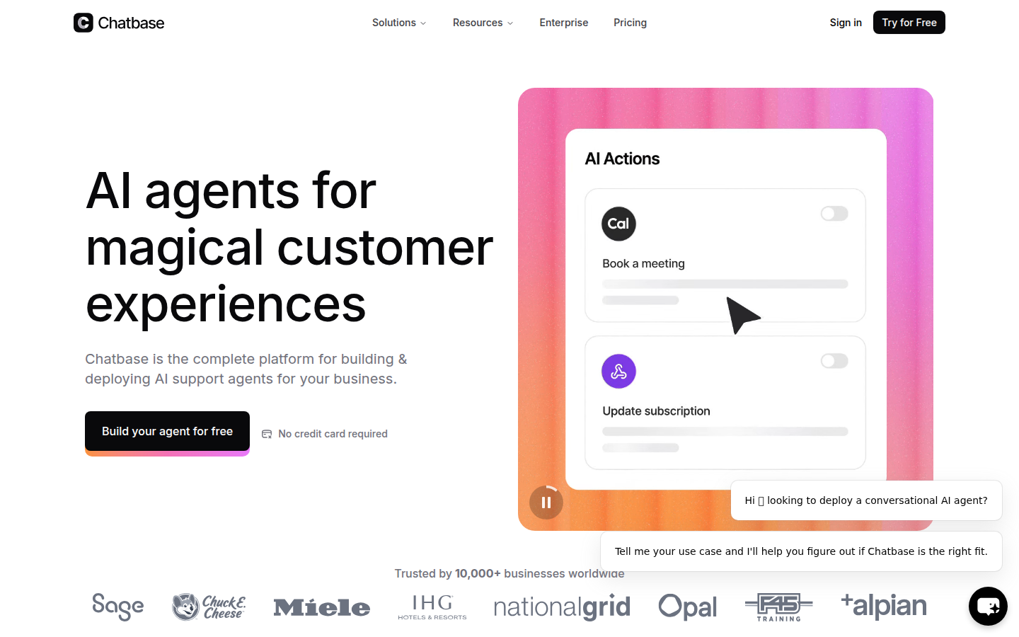 Chatbase custom AI chatbot training interface