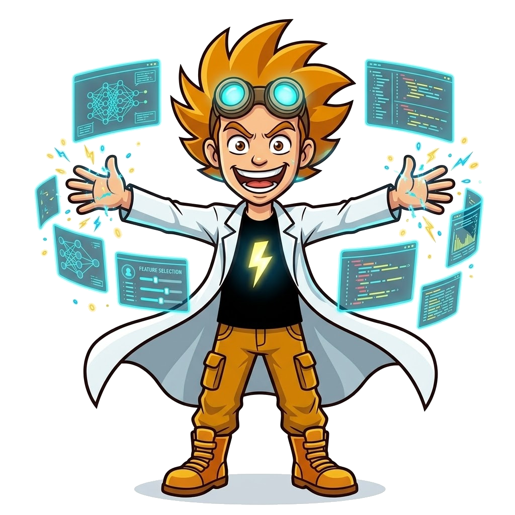 Frankie - the mad scientist AI tool reviewer at BestAgentPick, wearing orange goggles and wild hair