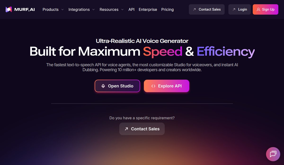 Murf AI voice generator - homepage screenshot 2026