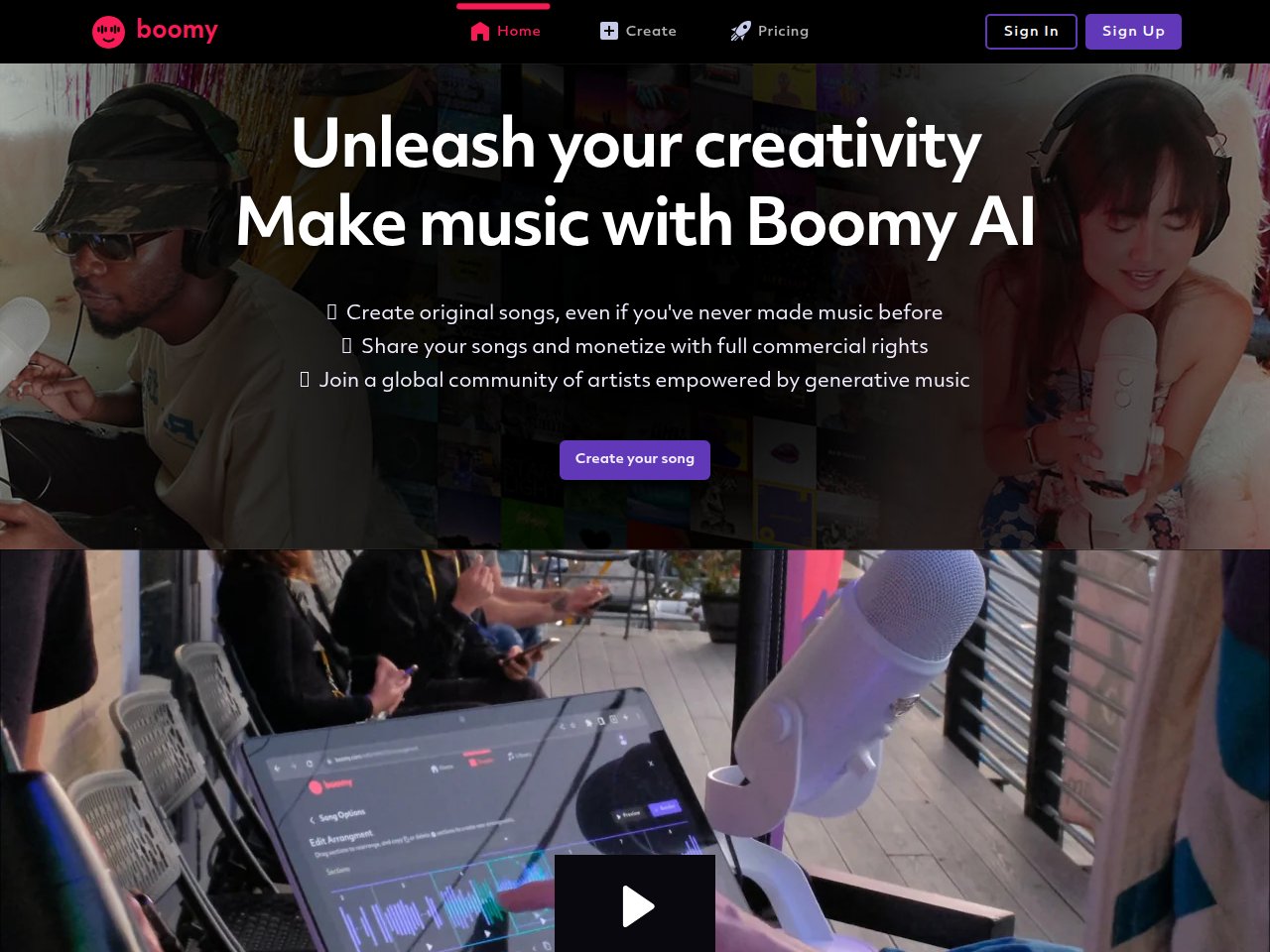 Boomy AI music generator screenshot