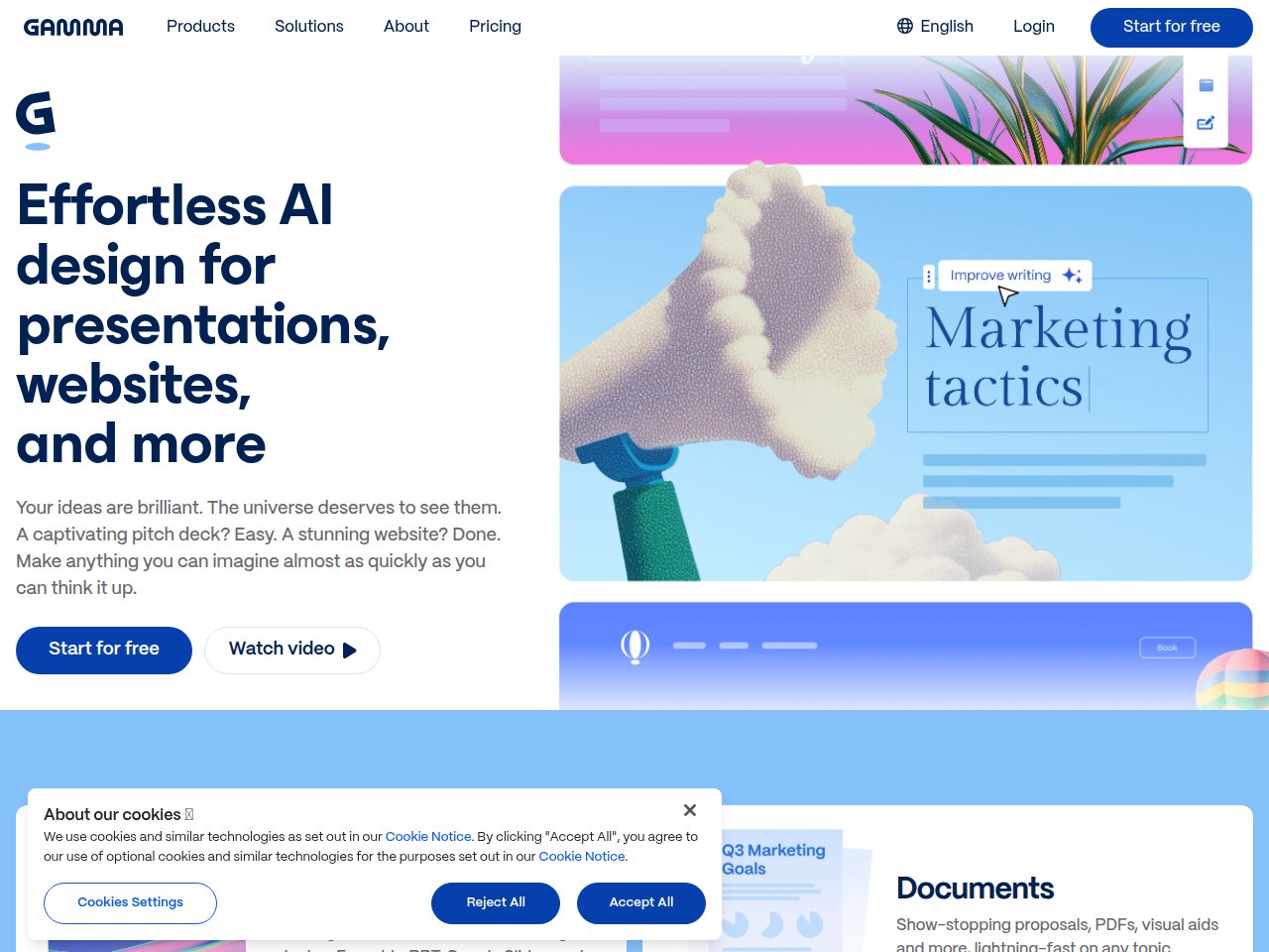 Gamma AI presentation builder screenshot