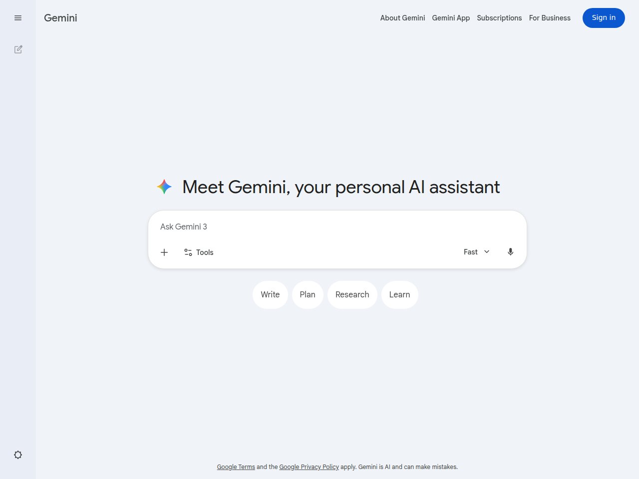 Google Gemini AI interface showing conversation view with Google Workspace integration