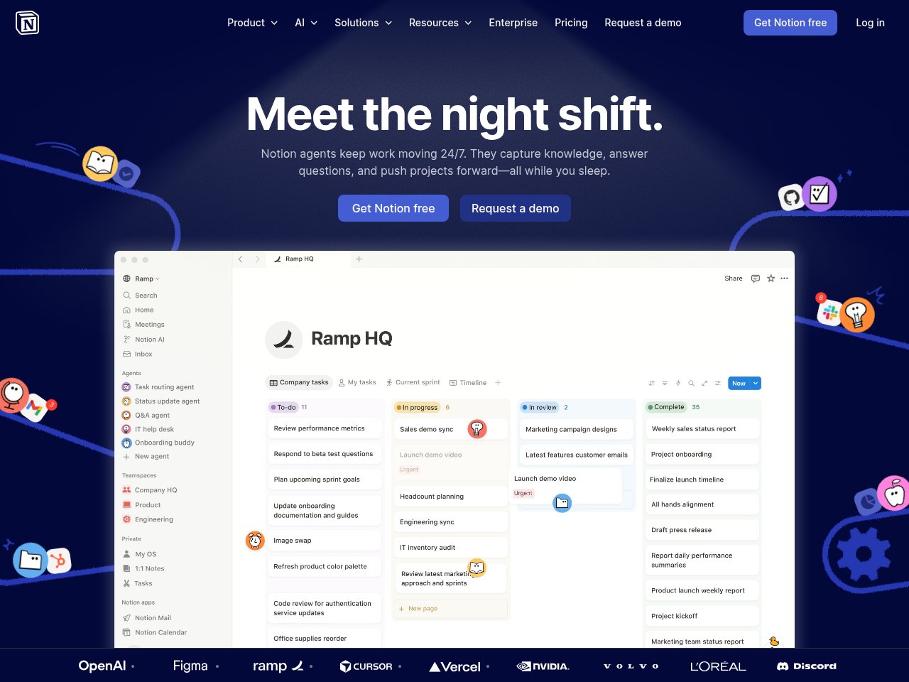 Notion AI workspace screenshot showing AI features