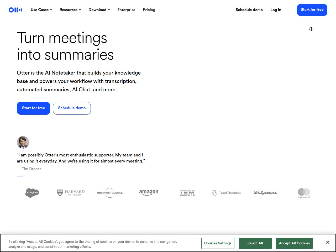Otter AI real-time transcription interface