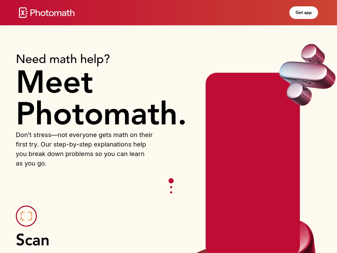Photomath AI math solver screenshot