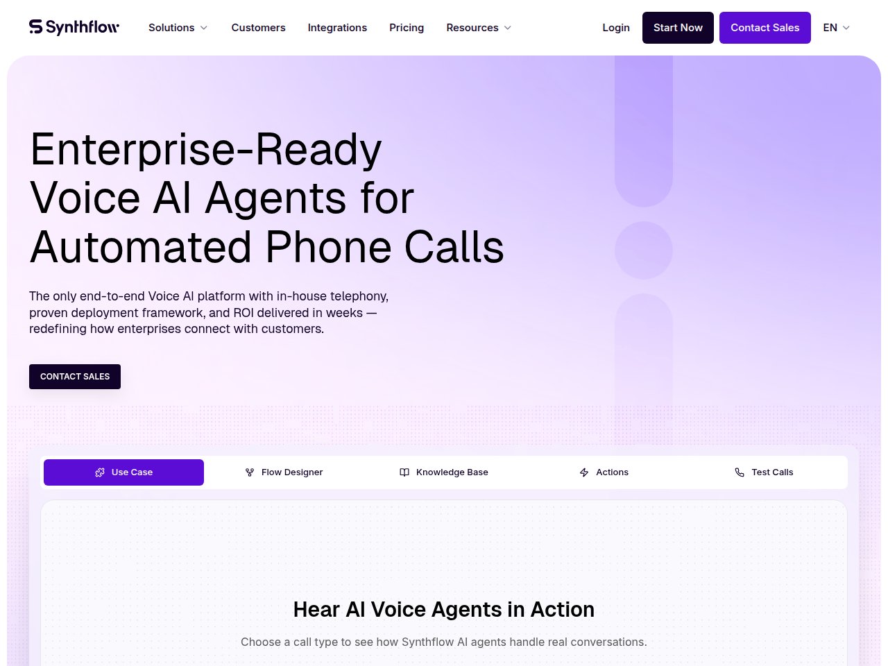 Synthflow AI interface screenshot