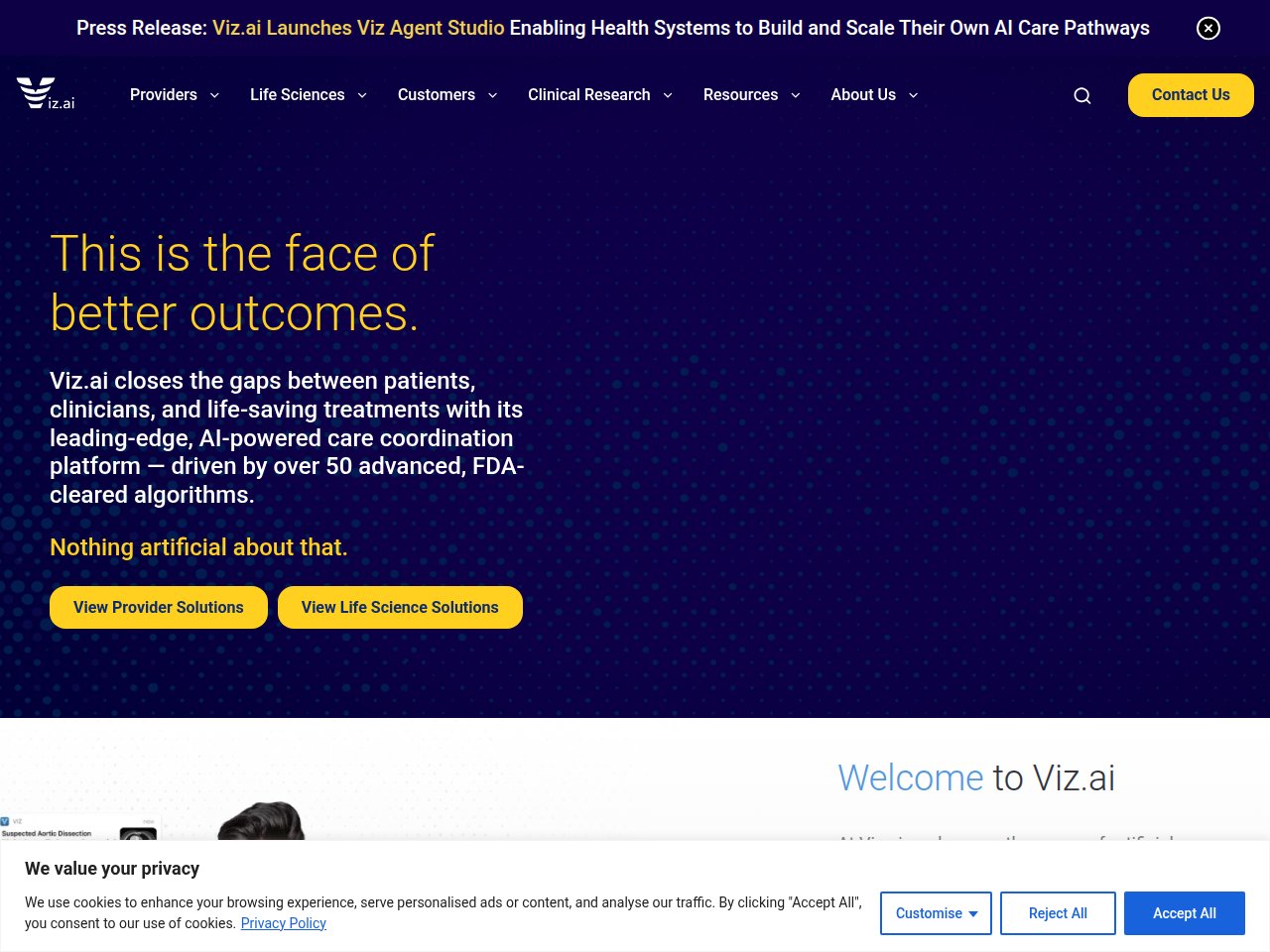 Viz.ai healthcare AI platform interface screenshot